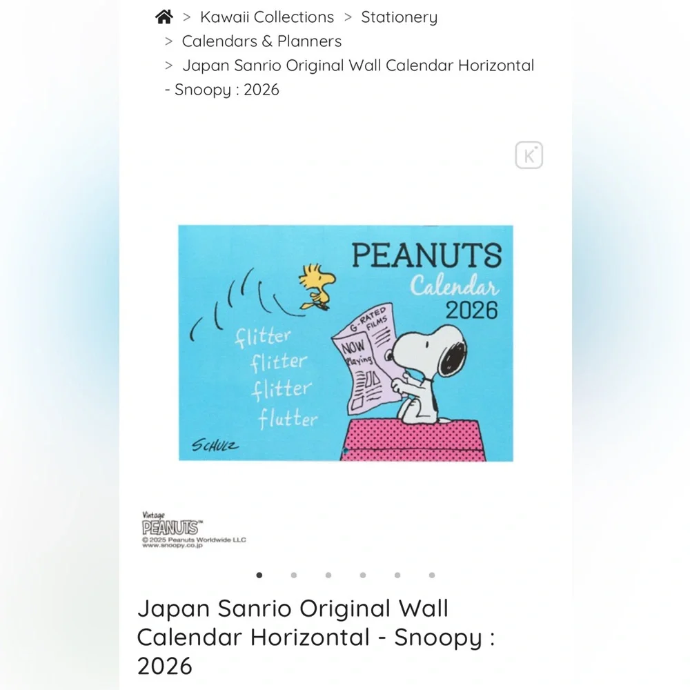 Snoopy Calendar 2026